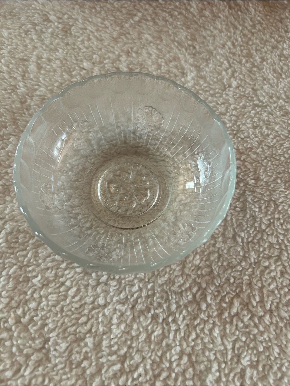 Vintage Clear Pressed Glass Bowl with Floral Motif